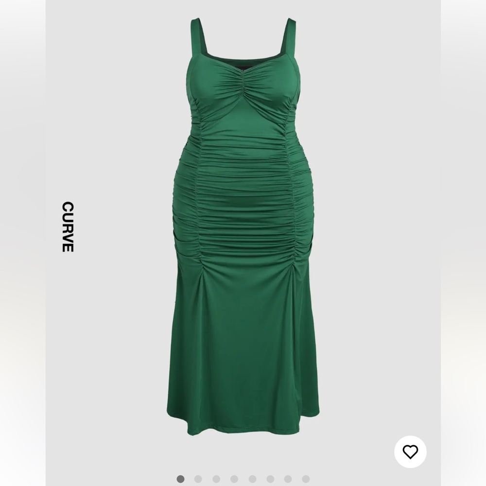 Green Cider ruched dress 2x